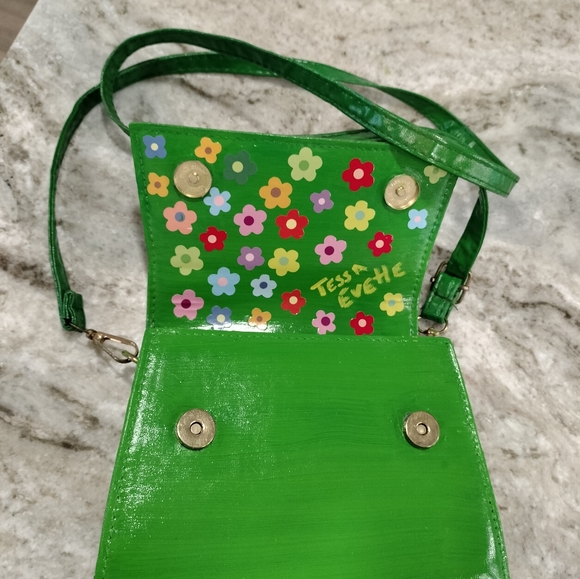 Fairy purse with flowery reveal tiny green handbag crossbody with handle 6x3x5 - Picture 11 of 14